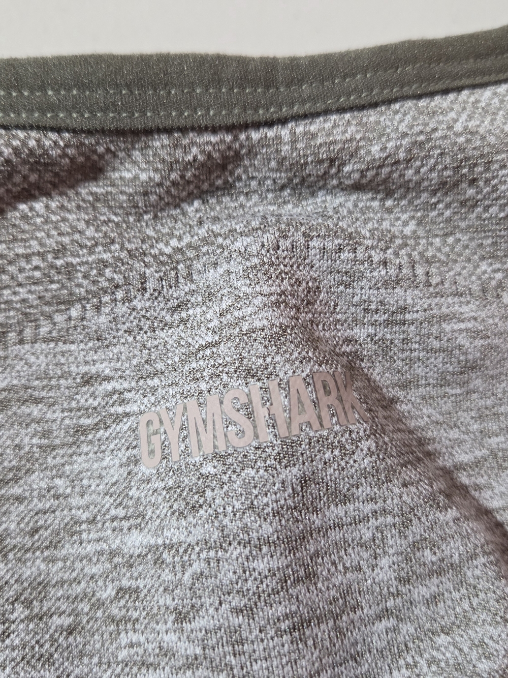 Gymshark Heathered Grey Active Top with Olive Trim